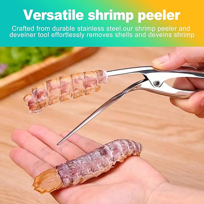 2 Pack Stainless Steel Shrimp Peeler and Deveiner Tool, Multifunctional Shrimp Cleaner Knife for Effortless Seafood Prep, Professional Shrimp Cleaning Gadget for Home Kitchen