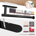 DEKAVA Paper Towel Holder Under Cabinet Wall Mount for Kitchen Towel, Self-Adhesive Bar, Rack, SUS304 Stainless Steel 13 inch (BlackA, 1)