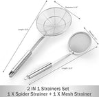 6.14 Inch Oil Spider Strainer Kitchen Cooking Tools With Mesh Filter,Stainless Steel Slotted Skimmer Spoon For Deep Fryer Basket,Strainer For Noodle,Pasta,Donut
