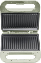 Living+ 9-Inch Electric Grill & Panini Press – Non-Stick Indoor Grill, 2-Slice Panini Grill Press Sandwich Maker with Indicator Lights, Overheat Protection, Cool Touch Housing, Wood Trim Design, 760W