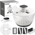 Salad Spinner Large, Lettuce Spinner, Fruits and Vegetables Washer with 4 Blades Slicer, One-handed Easy Press Large Vegetable Dryer Salad Mixer, 5 Quart Capacity, Grey
