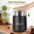 Hermolante 150W Electric Herb and Spice Grinder, 60g (2.1oz), 304 Stainless Steel Cup and Blade, Lid-Activated Safety Press-Top, Compact, Cleaning Brush Included, for Coffee Beans, Nuts, Seeds