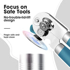 Beneno Heavy Duty Hand Can Opener Manual with Magnet, Durable Sharp Carbon Steel Blade Smooth Cutting, Big Effort-Saving Knob & Soft Grip Handle, Multifunctional Kitchen Tool with Bottle Opener, Aqua