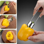 Red Bell Pepper Corer & Apple Corer Tool, 304 Stainless Steel Bell Pepper Seed Remover, Vegetable & Fruit Corer for Stuffed Peppers, Pear, Pineapple, Easy Clean Dishwasher Safe Kitchen Prep Tool
