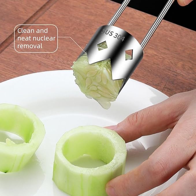 2025 New Stainless Steel Red Bell Pepper Seed Corer & Apple Corer Tool – Multi-Functional Kitchen Gadget for Removing Fruit & Vegetable Cores