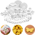33Pcs White Flower Plunger Cookie Cutter DIY Blossom Flower Cake Fondant Mold Plastic Cake Decorating Tools Baking Accessories Cookie Cutters For Baking Plastic(10styles)