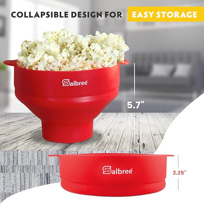 The Original Salbree Collapsible Silicone Microwave Popcorn Popper Maker Machine, Microwavable Bowl Holds 16 Cups, Uses Hot Air and Oil Always Optional - The Most Colors Available (Transparent Mint)