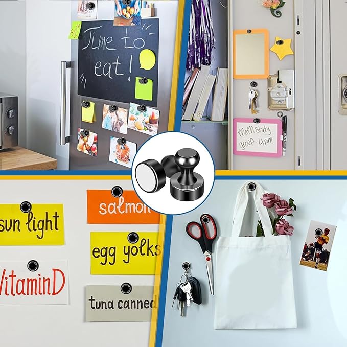 LOVIMAG Fridge Magnets 40Pcs Refrigerator Whiteboard Small Strong Magnet Classroom Kitchen Accessories Decorative Locker Set Decor Must Haves Office Calendar Refrigerador Magnetic Cute Crafts Black