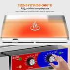 29’’ * 16’’ Commercial Electric Countertop Griddle -110V Flat Top Griddles w/ 122-572°F Adjustable Temperature and Non-Stick, 3000W Stainless Steel Electric Griddle w/ 10mm Thick Cast Iron