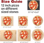 Pizza Stone, Ceramic Coating 15"x12" Rectangular Pizza Stone for Oven Grill BBQ, Easy Clean Bread Baking Stone with Unique Built-in 4 Handle