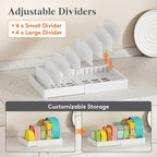 Lifewit Kitchen Cabinet Organizer for Food Contanier Lid, Expandable Lids Holder with 8 Adjustable Dividers & 9 Sections for Pantry Organizers and Storage, Home Drawer Organization, Large, 9.8"-17"
