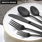 LIANYU 40 Piece Matte Black Silverware Set, Stainless Steel Black Flatware Cutlery Set for 8, Fancy Kitchen Utensil Tableware for Home Restaurant Party, Satin Finish, Dishwasher Safe