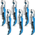 6 Pieces wine key wine opener Professional Waiter Corkscrews Stainless bottle opener Fold Serrated Foil Cutter Key for Family, Company Party,Bars,Restaurants(blue)