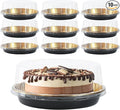 FEOOWV 10inch Round Clear +Gold Cake Carriers for Transport Plastic Cake Containers Carriers with Dome Lids and Cake Boards Clear Bundt Cake Boxes (10)
