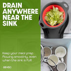 Gevoli Collapsible Colanders with Self-Draining Base for Edge of Sink, Food Strainers (Small/Med/Large), Nested Design for Easy Storage (Red, Blue, Green) (4PC Set)