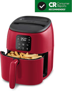 Dash Digital Tasti-Crisp™ Air Fryer - Compact Electric Digital Fryer With Auto Shut-Off Feature - Ideal for Small Spaces - AirCrisp® Technology - 2.6 Quarts - Red