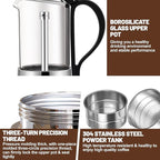4 Cup Glass Transparent Moka Pot Stainless Steel Uncoated Stovetop Espresso Maker Italian Coffee Makers Mocha Greca Machine Cafe Classic Induction Cookers for Home Camping 220ml