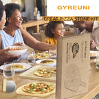 4 PCS Rectangle Pizza Stone Set, 15" Large Pizza Stone for Oven and Grill with Pizza Peel(OAK), Pizza Cutter & 10pcs Cooking Paper for Free, Baking Stone for Pizza, Bread,BBQ