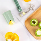 Pepper Corer, 2 in 1 Red Bell Pepper Seed Corer Remover Tool, Fruit & Vegetable Corers Quick Cave Tools for Jalapeno Cutter Deseeder, Green