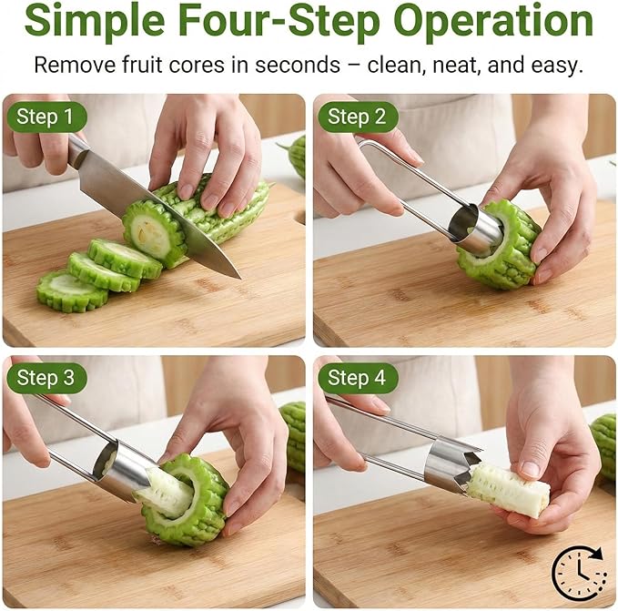 3 PCS Red Bell Pepper Seed Corer Fruit and Vegetable Corer Tool Stainless Steel Practical Kitchen Gadgets Universal Multifunctional Core Remover for Pepper Apple Pineapple Pear Easy Clean