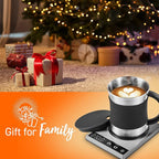 COSORI Coffee Mug Warmer & Mug Set for Desk, Cup Heater, Office & Christmas Gifts, 1°F Precise Temperature Control, Touch Tech & LCD Digital Display (77-194℉), 304 Stainless Steel, Silver/Black