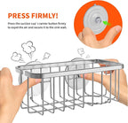 SunnyPoint NeverRust Deluxe Kitchen & Bathroom Sink Sponge Holder Organizer with Adhesive Mount - Additional Suction Cup Included – Sponge & Brush NOT Included – 7.4 x 3.3 x 2.75 Inch (Pack of 2)