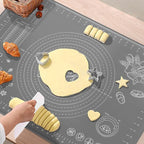 Silicone Pastry Mat 28" x 20" Extra Thick Non Stick Baking Mat with Measurements and Edge Heightening, Food Grade Silicone Rolling Mat for Pastry, Bread, Cookies, Pizza, Fondant, Pasta