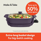 bella Make & Take Electric Skillet, Fits-anywhere™ kitchenware, EverGood™ Ceramic Coating, Adjustable Temperature & Dishwasher-Safe Tempered Glass Lid, Cast Aluminum Base, 1200 Watt, Plum