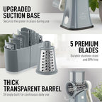 Zulay Kitchen Rotary Cheese Grater 5 Blade Cheese Shredder - Manual Hand Crank Cheese Grater With Reinforced Suction & 5 Interchangeable Drums - Easy to Use, Vegetable Chopper Round Mandoline Slicer