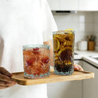 BELLAFORTE Shatterproof Tritan Plastic Drinking Glasses. 13oz & 18oz Water Glasses Set of 4 - Myrtle Beach Glasses Drinking - Unbreakable Tumblers for Parties - BPA Free, Dishwasher Safe (Teal)