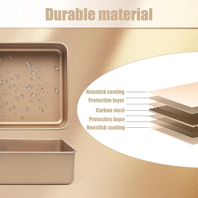 Brownie Pan, 2 Pack Square Baking Pan Square Cake Pan Non Stick Baking Pans, Small Baking Pans Deep Baking Pan For Toaster Oven, Bakeware For Cakes, Cookies & Breads (8 Inches)