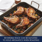 Rachael Ray Brights Hard Anodized Nonstick Roaster / Roasting Pan with Rack - 16 Inch x 12 Inch, Gray