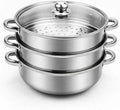 AuFranc® 5 Quart Steamer for Cooking - Stainless Steel Steam Pot with Steamer Basket, Multipurpose Cooking Stock Pot with Tempered Glass Lid, Non-Toxic Cookware for Slow Cooking and Steaming (Silver)