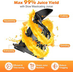 Juicer Machines with 5.8" Extra Large Feed Chute, Cold Press Juicer Fit Whole Vegetables and Fruits, 400W Professional Masticating Juicer Easy to Clean for Batch Juicing (Silver)