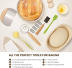Artisan Sourdough Bread Proofing Baskets Set of 2 – Banneton Basket Kit with 9" Round & 10" Oval, 6 Accessories for Bread Baking