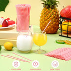 6000 Count Coffee Cocktail Stirrers Straws Disposable Plastic Sip Stir Sticks Cocktail Drink Stirrers Sticks Cups Straws for Bars Juice Drinking(Pink,5 Inch)
