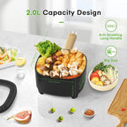 Audecook Hot Pot Electric 2L, Cermic Glaze Non-Stick Frying Pan 8 Inch, Portable Travel Cooker for Ramen/Steak/Fried Rice/Oatmeal/Soup, with Dual Power Control (Silicone Spatula Included)