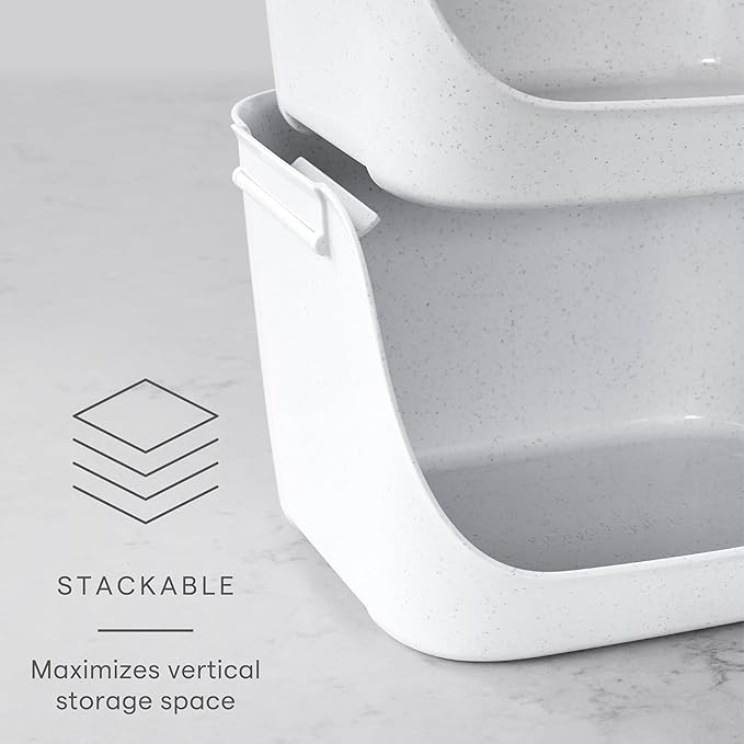 YouCopia ShelfBin Stacking Pantry Bins, 2-Pack, Stackable Storage Basket Organizers for Kitchen and Cabinet Organization