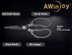AWinjoy Heavy Duty Sharp Kitchen Scissors - Dishwasher Safe Black Cooking Shears for Meat, Chicken, Fish, Poultry, Herb, Bread (All Black)