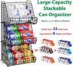 Stacking Can Dispensers 3 Tier with 3 Divider, Large Pantry Can Organizer, Beverage Drink Pop Soda Can Storage Basket, Can Holders for Pantry, Canned Food Rack Wire Bins for Kitchen Cabinet (3-Pack)