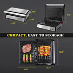 Aigostar Panini Press, 1200W Sandwich Maker and Electric Indoor Grill with Ceramic Non-Stick Coated Plates, Opens 180°to Fit Any Size of Food, Stainless Steel Surface & Removable Drip Tray, Silver