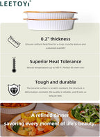 LEETOYI Porcelain Small Oval Au Gratin Pans,Set of 4 Baking Dish Set for 1 or 2 person servings, Bakeware with Double Handle for Kitchen and Home (White/Brown)