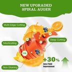 Cold Press Juicer, Wide Feed Chute Juicer Machines, Stainless Steel Slow Masticating Juicers Easy to Clean, Vegetables & Fruits Juice Extractor, High Juice Yield, Platinum Color Knob