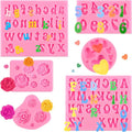 6 PCS Silicone Letter Molds, Non-Stick Number Alphabet Heart Rose Flower Fondant Molds for Chocolate, Candy, Cake Decoration, Cupcake Topper
