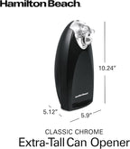 Hamilton Beach Electric Automatic Can Opener with Auto Shutoff, Knife Sharpener, Cord Storage, and SureCut Patented Technology, Extra Tall, Black