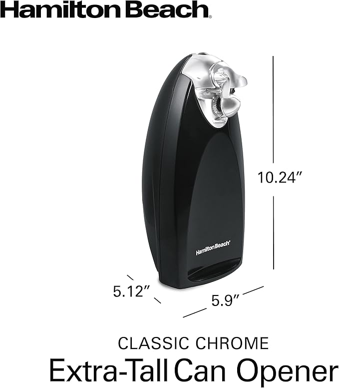Hamilton Beach Electric Automatic Can Opener with Auto Shutoff,Knife Sharpener,Cord Storage,and SureCut Patented Technology,Extra Tall,Black,(Pack of 2)