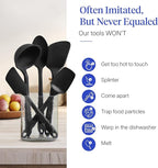 GIR: Get It Right 5-Piece Silicone Ultimate Kitchen Utensils Set - Ladle, Spatula, Flip, Spoon & Spoonula - Non-Toxic Cooking Utensils for Nonstick Cookware, Cooking and Baking - Black