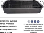 kitCom Nonstick Roasting Pan, Roaster with Rack - 16 Inch Rectangular Grill Suitable for Turkey, Roast Chicken, Ham, Dishwasher Safe (9.5QT)