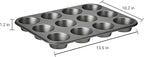 Amazon Basics Nonstick Muffin Pan, Set of 2, Sturdy, Oven Safe, Bakes Evenly, Easy to Clean, 12 Cups, Gray, 13.9x10.55x1.22"