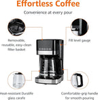 Amazon Basics Programmable 12 Cup Drip Coffee Maker with Glass Coffee Pot (1.9 Qt), Auto Shut-off, Touch Screen, Auto Pause, Removable Filter Basket, Black & Silver